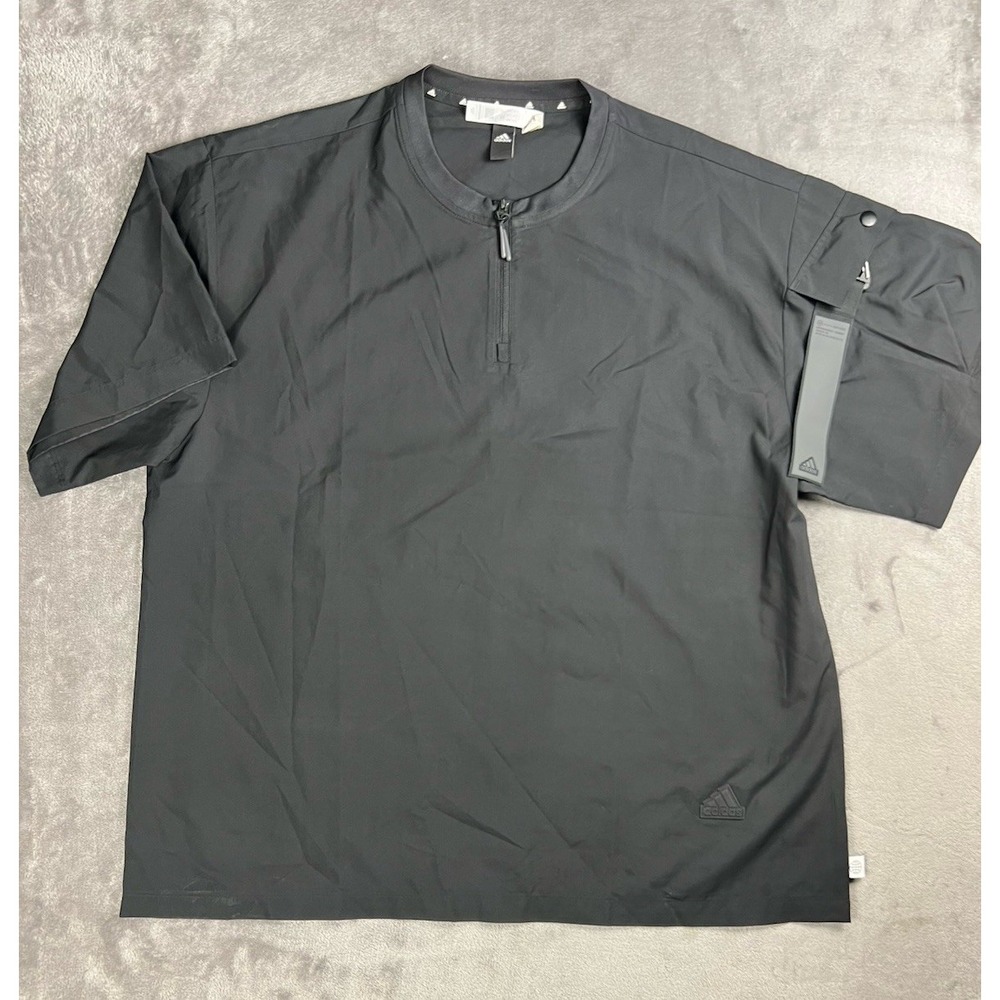 Adidas City Escape T‎ Shirt Men's Medium Black Short Sleeve 1/4 Zip